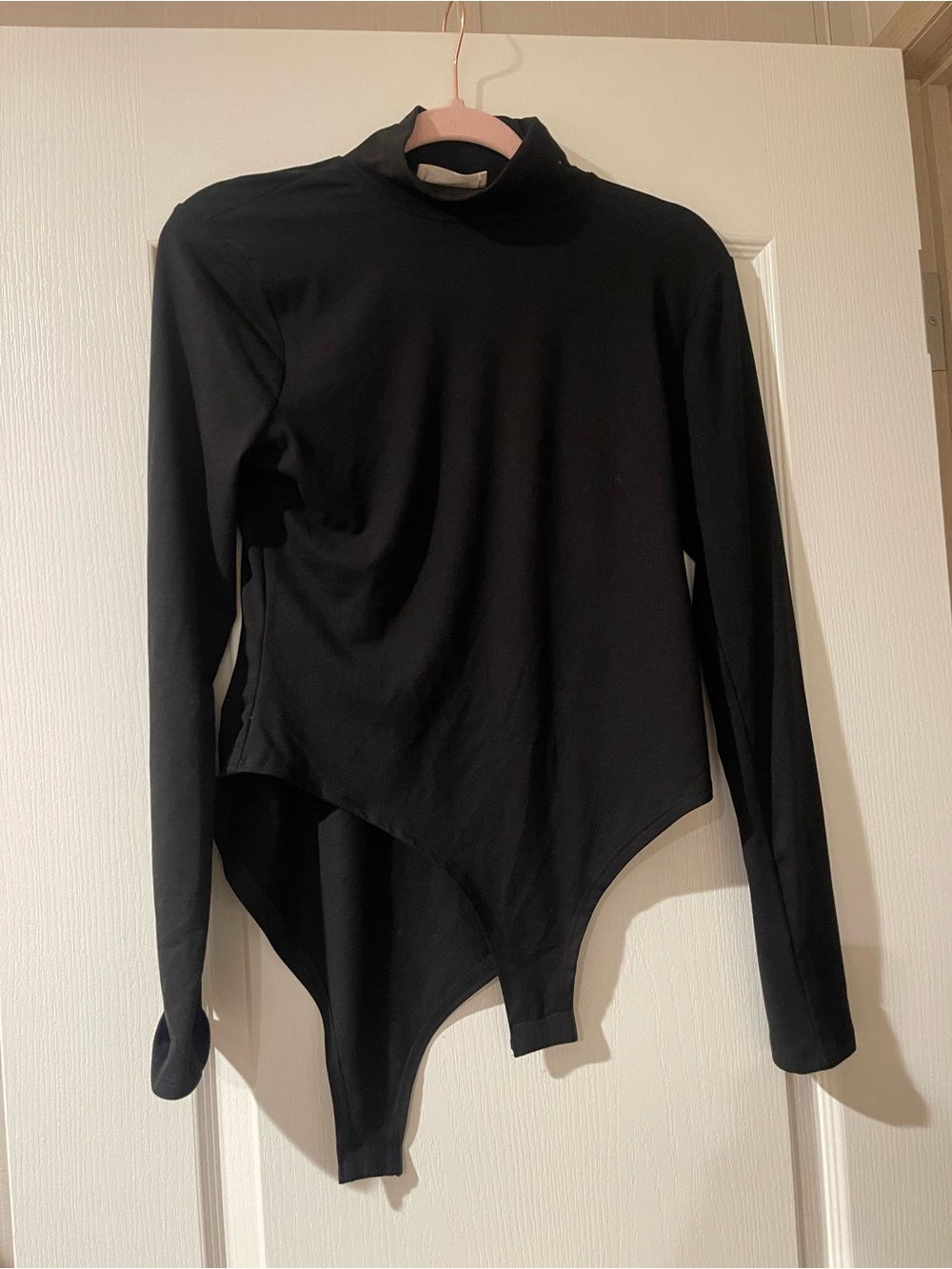 Zenana Outfitters Black Long-Sleeve Mock Neck Asymmetric Hem Bodysuit